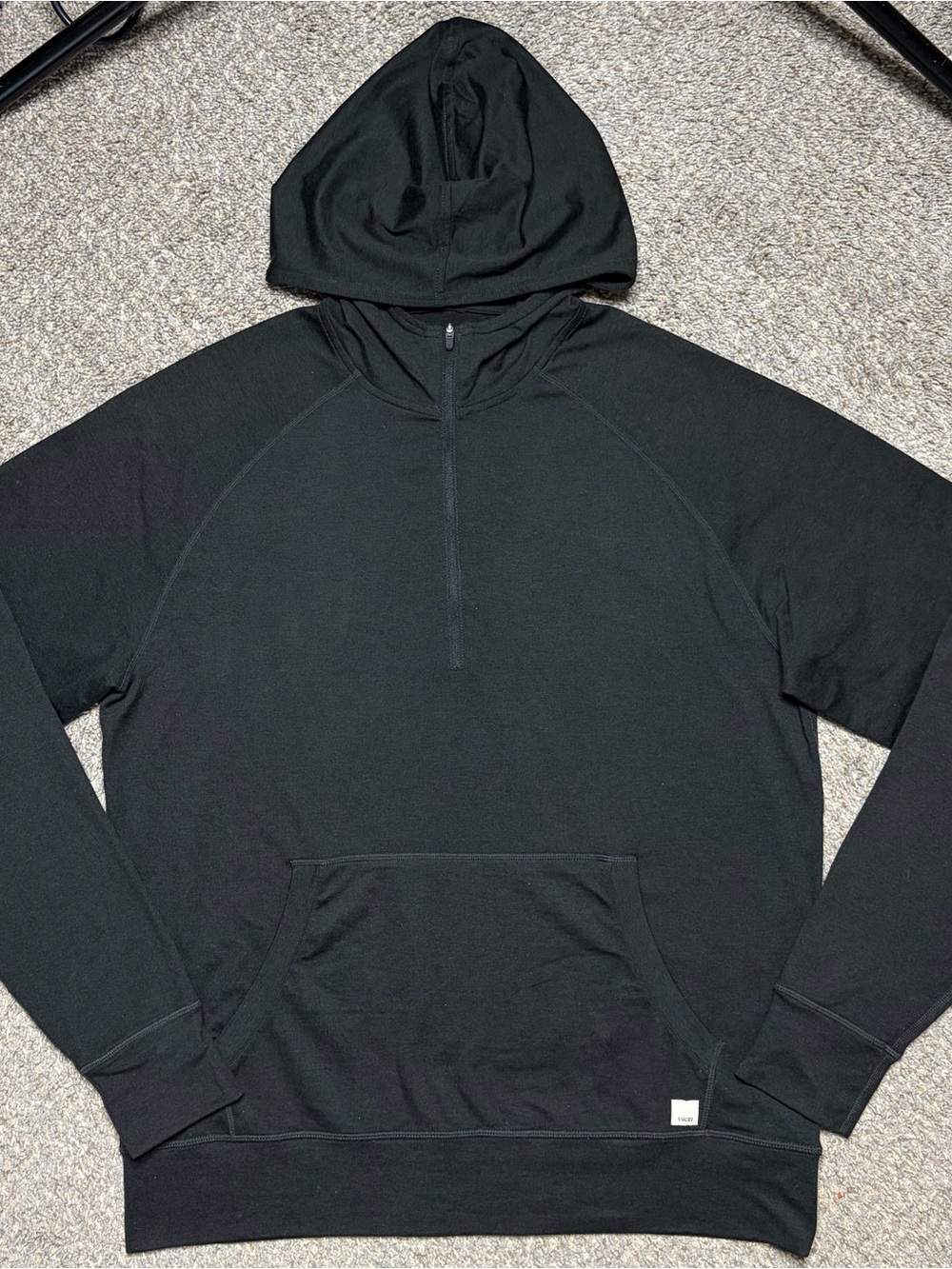 Vuori Black Pullover Hoodie Quarter Zip Lightweight Gym Athletic